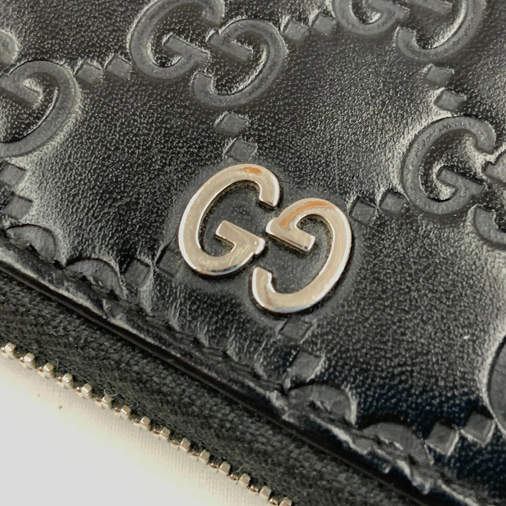 GUCCI Signature Leather Zip Around Wallet Round Zipper Long Black - Picture 3 of 9